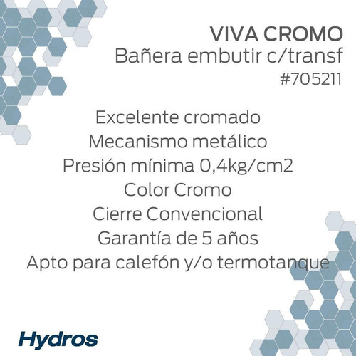 Grifería De Ducha Con Transferencia Hydros Viva Cromo 705211