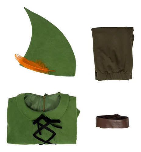 Disfraz De Cosplay De Peter Pan De Cos, Traje De Tela Verde