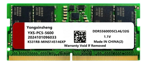 Memoria Ram Ddr5 1x32 Gb 5600 Mhz Pc5-44800 Sodimm Laptop
