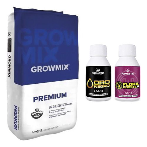 Sustrato Growmix Premium 80lt Oro Negro Flora Booster 100ml