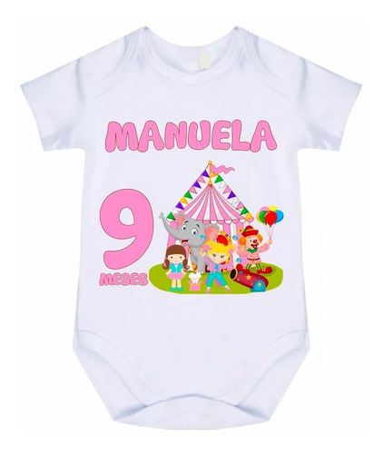 Body Bebê Personalizado Circo Mês Aniversário Cód 6005