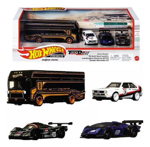 Diorama Hot Wheels Premium Track Day para Audi C/4 Minis, color blanco