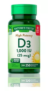 Vitamina D3 Nature's Truth 1,000 Iu 250 Softgels