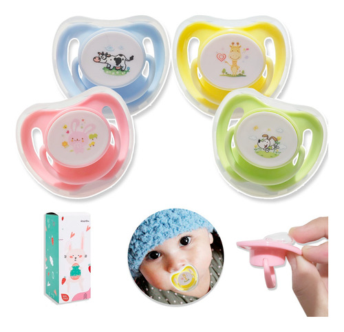 Chupón Ortodóntico Bebé Sin Bpa Dibujos Animados, 1pza,0-6m Color Azul/vaquita