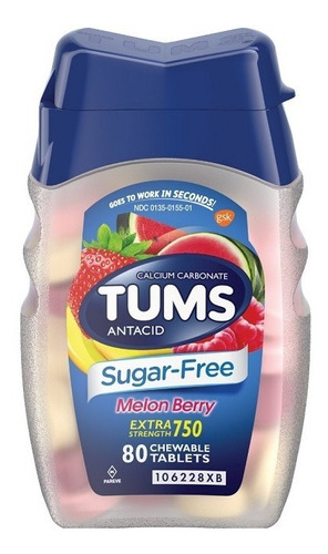 Tums 80 Tabletas Sabor Melon Mora 750 Mg Sin Azucar