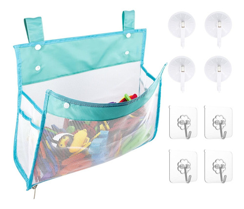Bath Toy Organizer Mesh Bag With Suction & Sticker Hooks,bot
