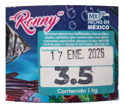 Alimento Hormonado 1kg 3.5mm Para Peces Med-gde Dulce Envio