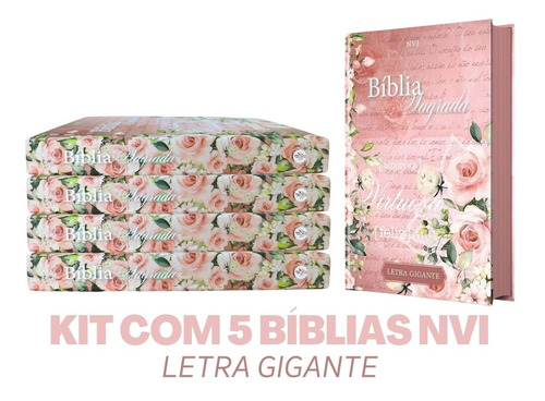 Kit 5 Unidades: Bíblias Letra Gigante Sagrada Versão Nvi