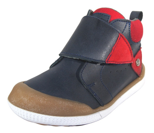 Bota Tenis Piel Niño Velcro Chabelo 87813 Cafe/marino 12-17