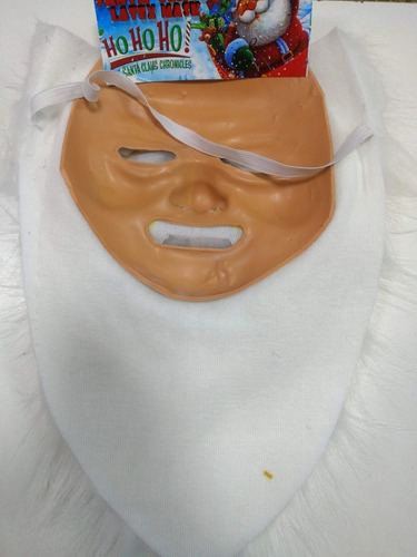 Imagen 3 de 4 de Mascara Papa Noel Santa Claus Latex Con Gorro Disfraz