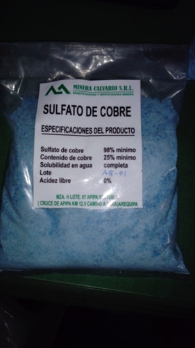 Sulfato De Cobre, Pentahidratado - Bolsa 1kg.