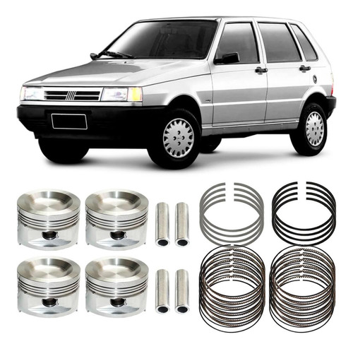 Kit Pistão Anéis 0.60 Fiat Uno Mille 93 A 2001 Metal Leve