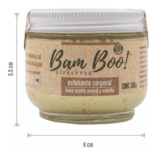 Exfoliante Corporal Base Aceite Aroma Vainilla 100g Bam Boo!