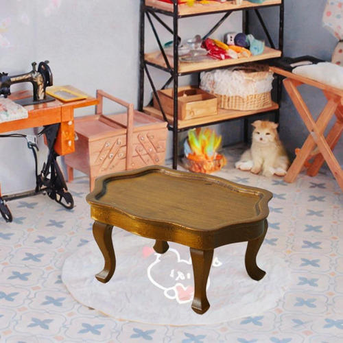 T 1:12 Escala Mesa De Muñeca De Madera Tabla Fewend Play Toy
