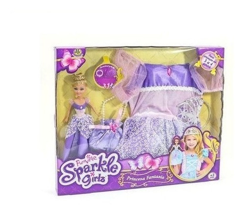 Imagem 1 de 6 de Sparkle Girlz  Boneca  E Fantasia Princesa Roxa 3 A 4 Anos
