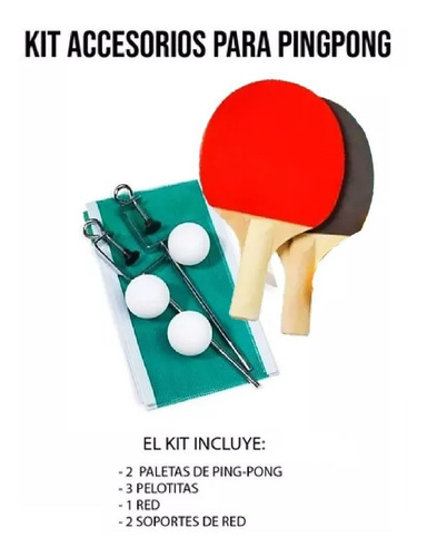Imagen 2 de 8 de Set Ping Pong 2 Paletas + 3 Pelotas + Red Con Soportes Faydi