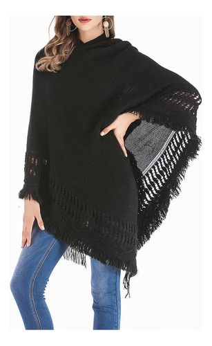 La Imitación De La Cachemira De Punto Chal-poncho Para Mujer