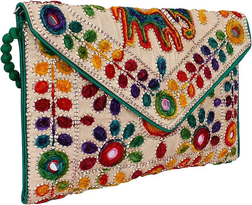 Cartera Tipo Sobre Bordada De 30 X 20 Cms