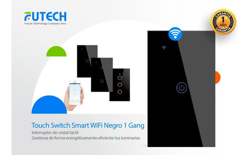 Interruptor Smart Wifi Táctil 1 Switch Negro