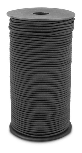 Elastico Redondo  3 Mm Rollo De 100 Metros Color Negro 