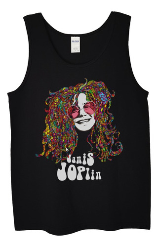 Polera Musculosa Janis Joplin Face Art Vint Rock Abominatron