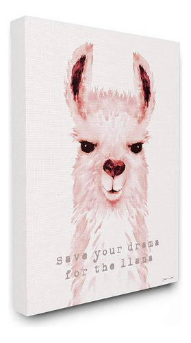 Stupell Industries Save Your Drama Pink Watercolor Llama Can