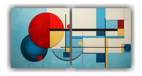 120x60cm Cuadro Abstracto Geométrico Colores Frescos Y Sere