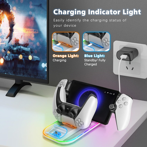 Soporte De Carga Con Rgb Para Controlador Ps Portal Y Ps5