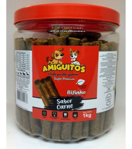 Petisco Bifinho Stick Sabor Carne Amiguitos 1kg Sup Premium