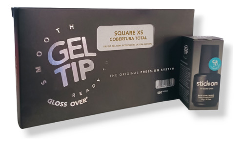 Geltips Square Xs Con Pegamento Stick On Calcio Gloss Over