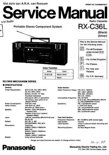 Esquema Radio Panasonic Rx C36l Rxc36l Rx C36 Rxc36 Em Pdf