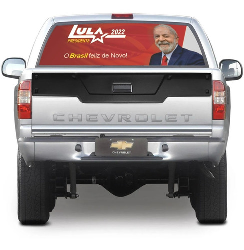 Adesivo Perfurado Vidro Traseiro Carro Lula 2022 Pt1 15x30cm