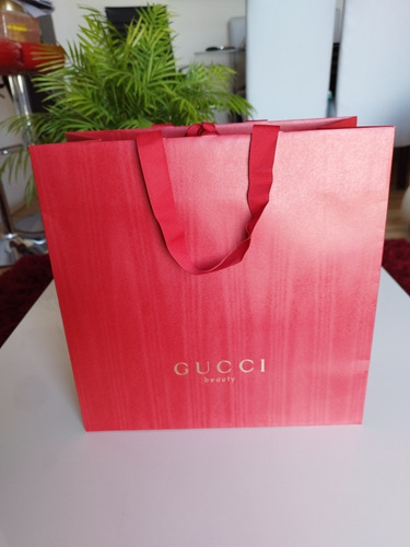 Bolsa De Papel Gucci Original Roja