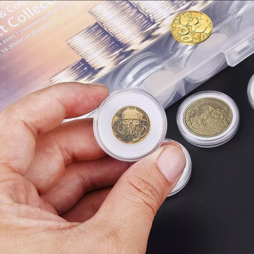 Caja Plástica 100 Capsulas Tamaño Ajustable Para Moneda 30mm