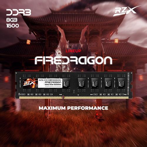 Memória Ram Rzx Fire Dragon Ddr3 8gb 1600mhz Gamer Desktop