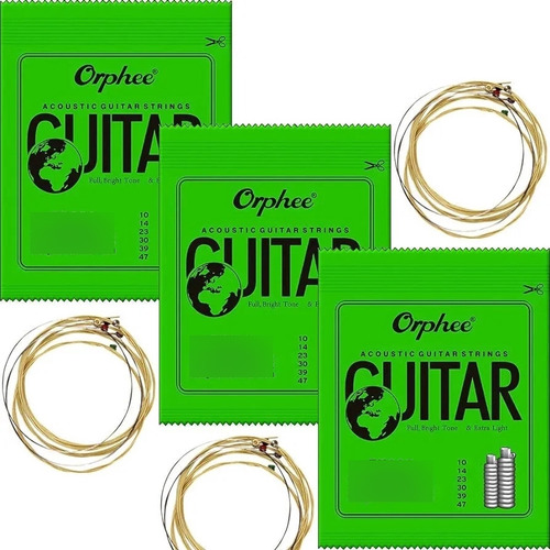 Cuerdas Para Guitarra Electroacustica 0.10 3 Paquetes