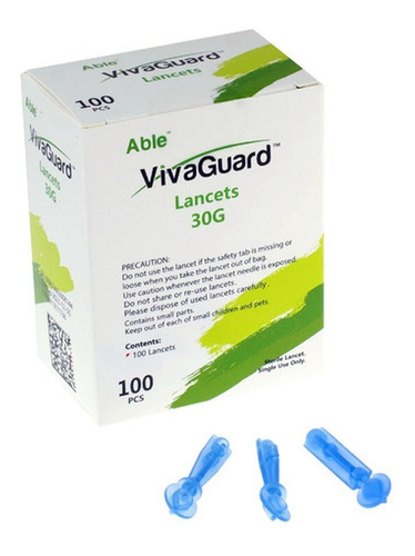 Lancetas Glicemia Vivaguard Vivachek 100 Un 30g - Bmedical
