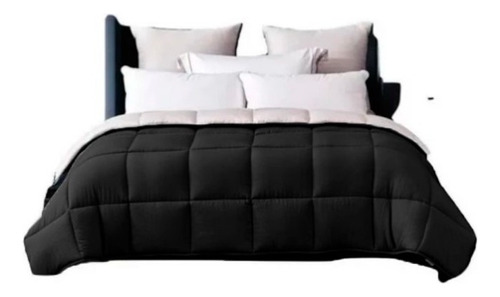 Edredon Acolchado King Size Blanco 260 X 280 Cm Efecto Duvet Color Negro Diseño De La Tela Liso