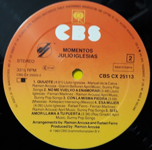 Lp - Julio Iglesias - Momentos - 1982 - Imp - Disco De Vinil (Usado)
