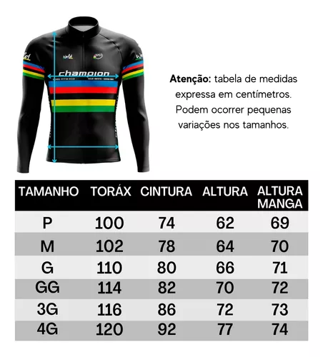 Camisa Ciclismo Masculina Manga Longa Champion Brasil Uv+50