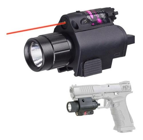 Linterna Led Con Laser Punto Rojo Laser Pistola Airsoft 20mm