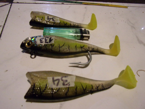 3 Señuelos Storm Wildeye Giant Jigging Shad - Genialidad (Usado)