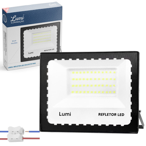 Kit 6 Refletor Super Led 200w Luminario Holofote Mini Bivolt Prova D'água Branco Frio Lumi 1ª Linha