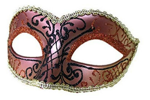 Glittery Half Mask Venetian Masquerade Swirls Costume Access