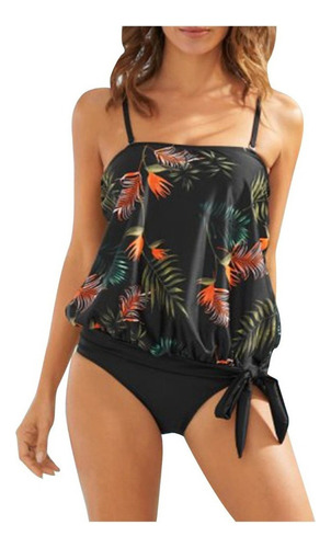 Tankini Tropical, Top Camisero Y Pantalones Calientes Con La