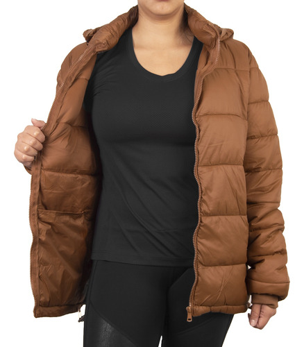 Campera Con Capucha Satori Brasil-españa Marron Mujer