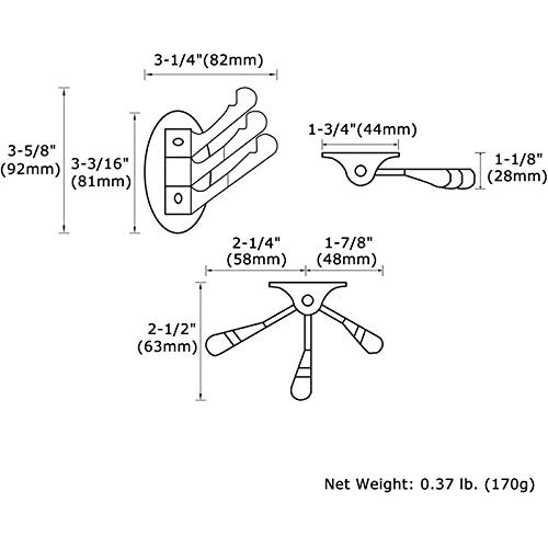 Angle Simple Gancho Giratorio Plegable Para Toallas, 2 Pieza