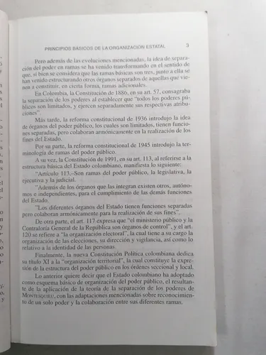 Estructura Del Poder Público En Colombia. Original Usado (Usado)