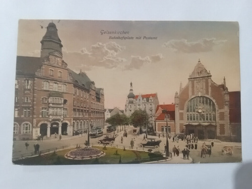 Alemania Postal Gelsenkirchen Bahnhofsplatz Mit Postamt 1914