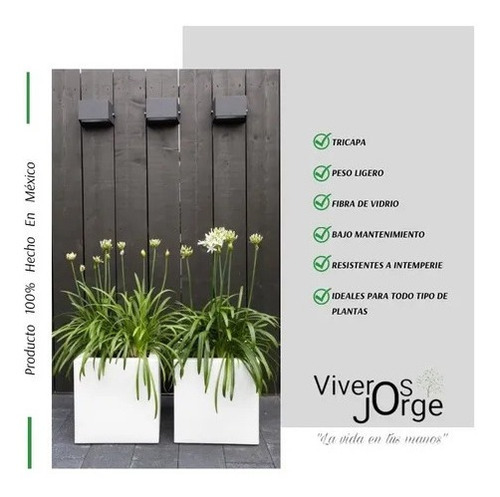 Maceta Fibra De Vidrio 30x30x30 Cm ( Gris )